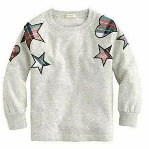 Crewcuts Girl’s Plaid Stars and Hearts Rosalyn Sweatshirt. Size 12. EUC! - Picture 1 of 8